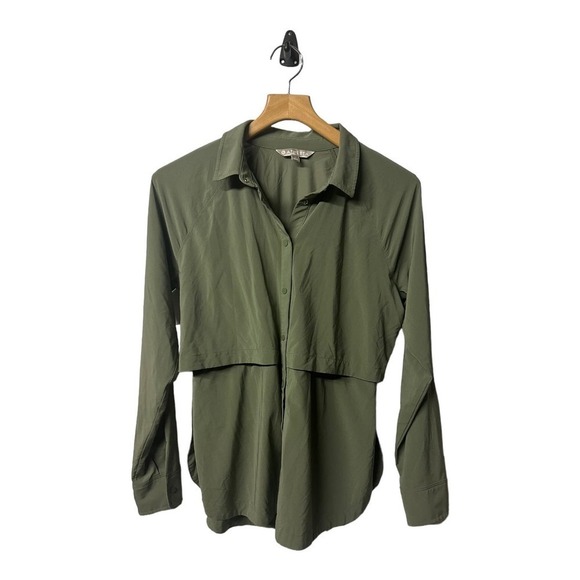 Athleta North Star Snap Button Down Shirt Jacket- laurel olive green - Picture 3 of 8